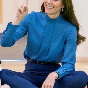 Kate Middleton Cefinn blouse in cornflower blue. UK size 12, US 8/10
